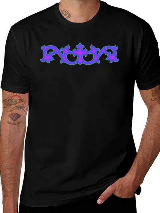 Ornate Accent Graphic Tee - Soft Black Cotton