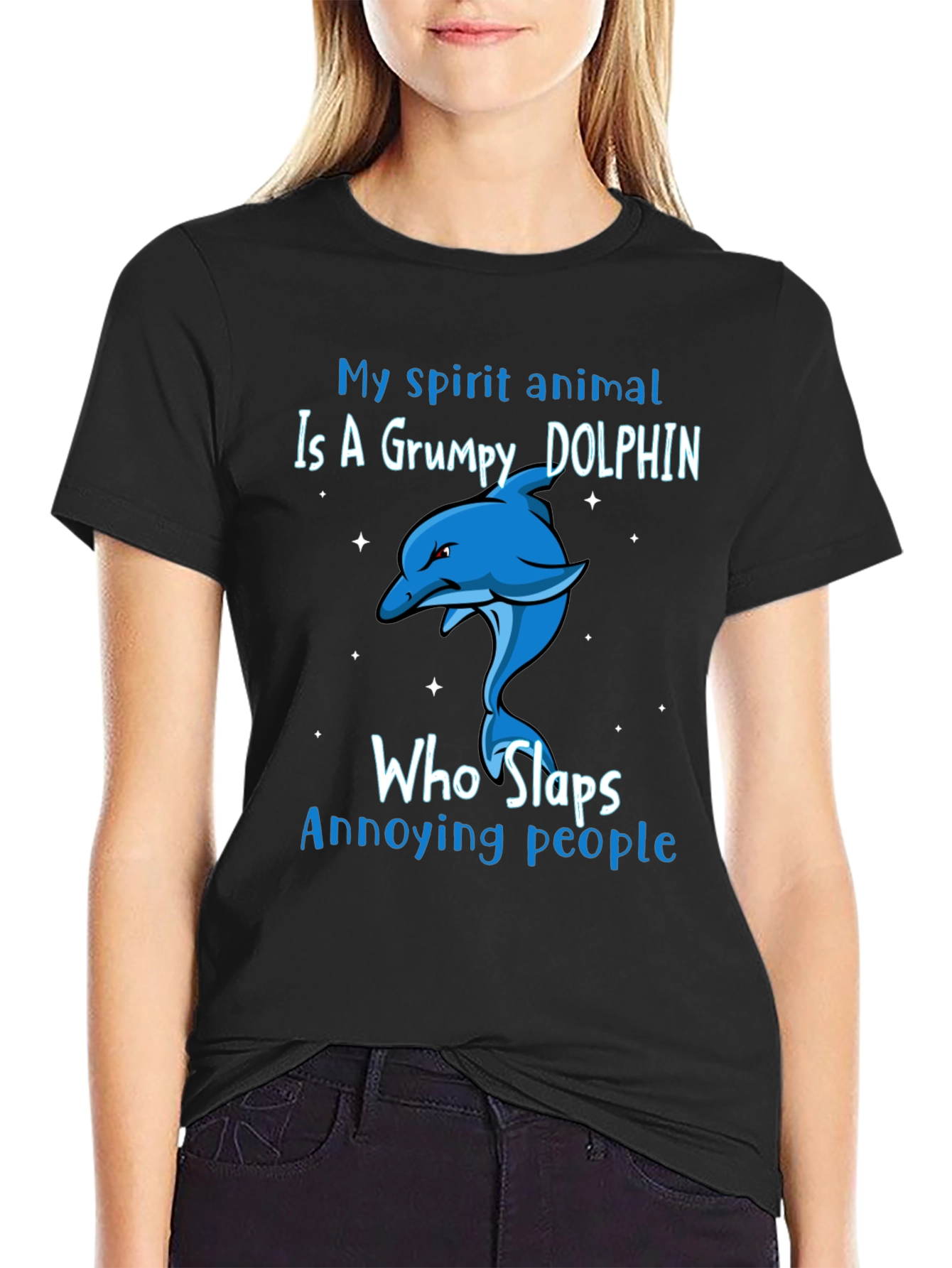 Grumpy Dolphin Slap T-Shirt - Spirit Animal Tee