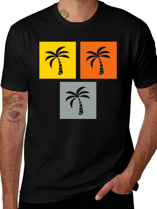 Tropical Palm Tree Graphic Tee - Black