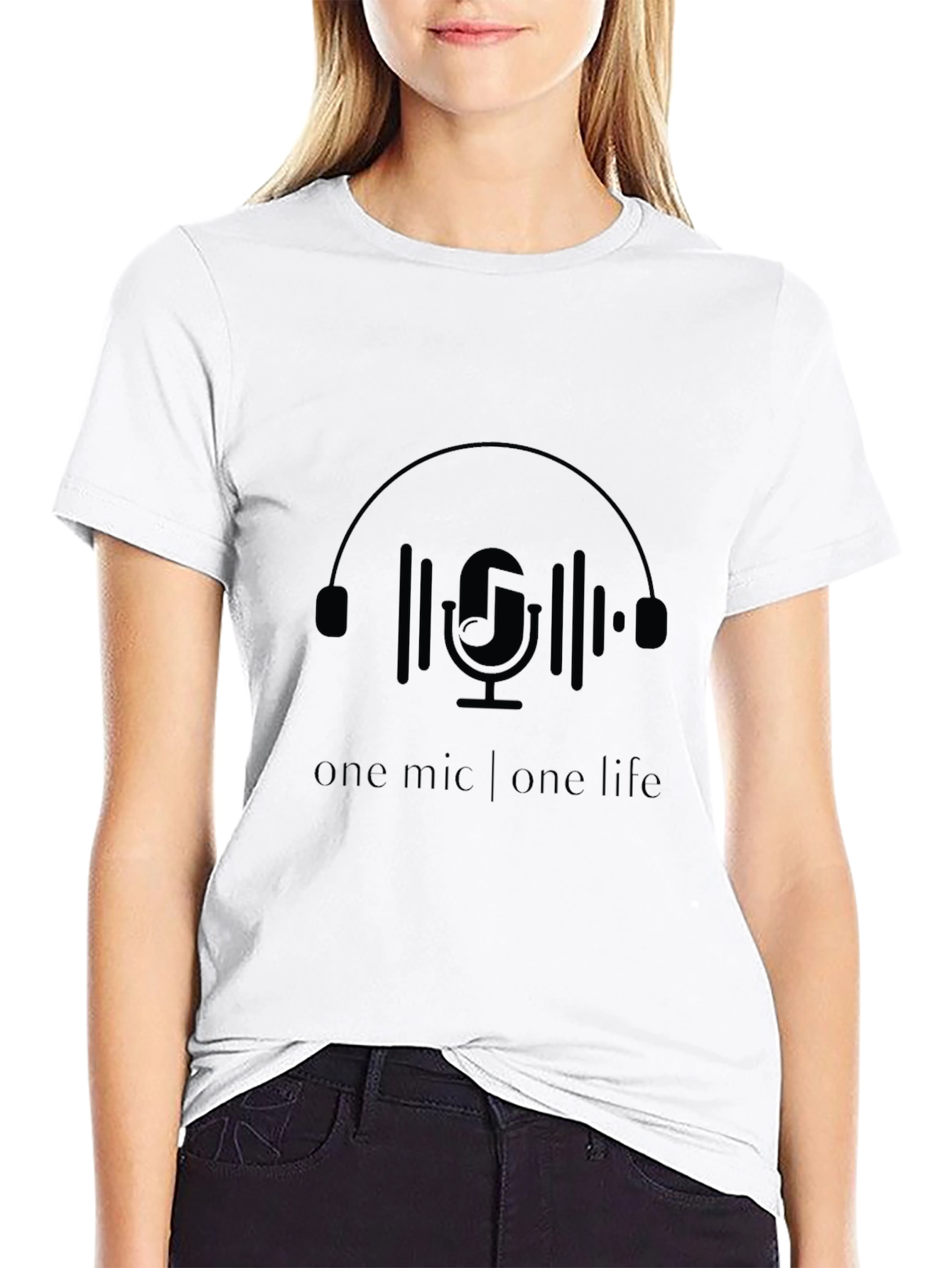 One Mic One Life Black Graphic Tee