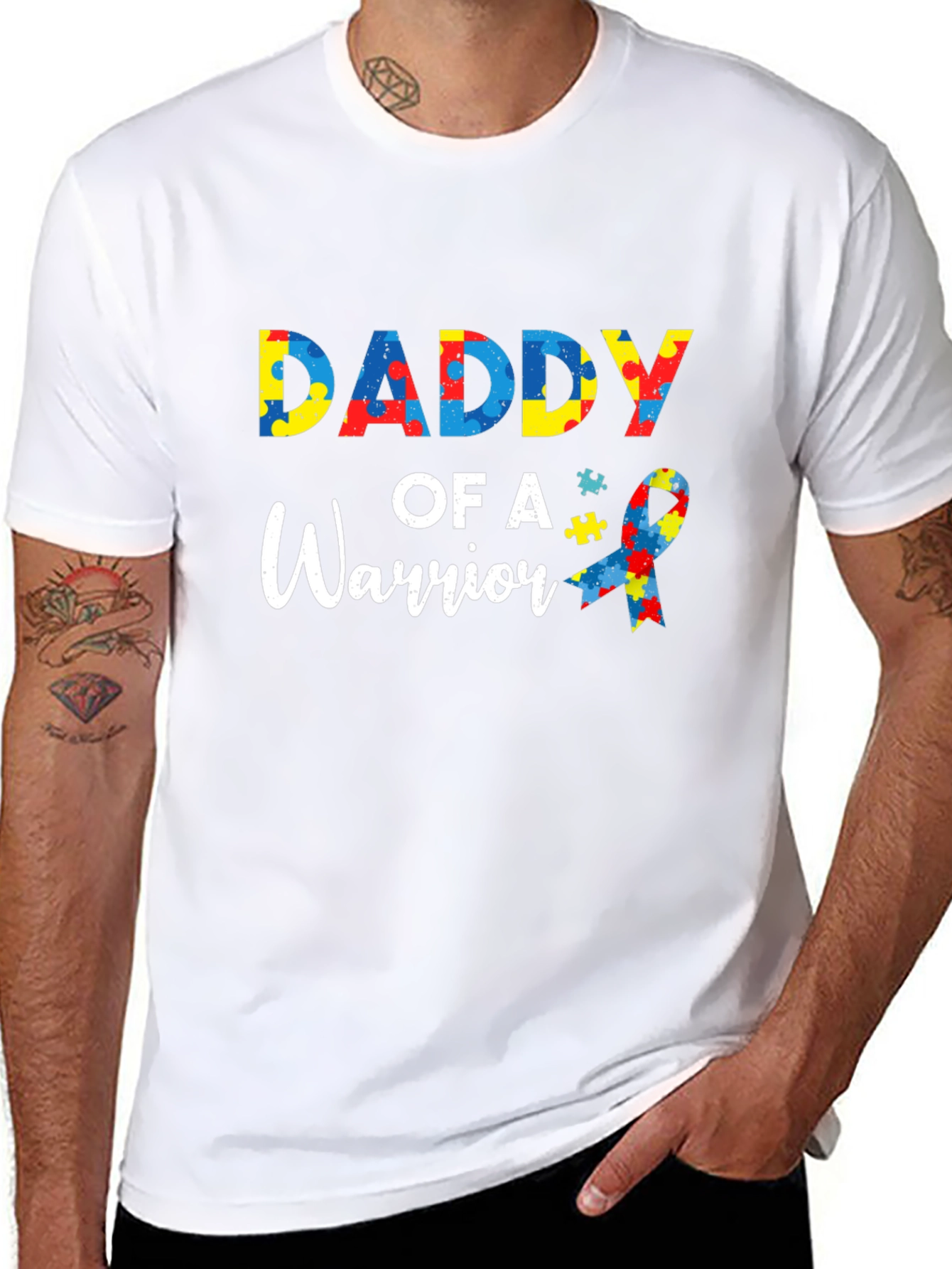 Daddy of a Warrior Autism Awareness T-Shirt