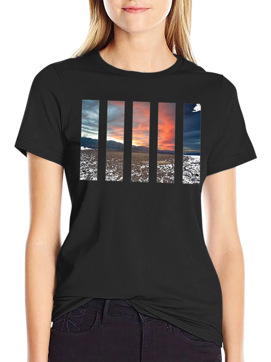 Stripped Sunset Tee - Black Cotton Comfort