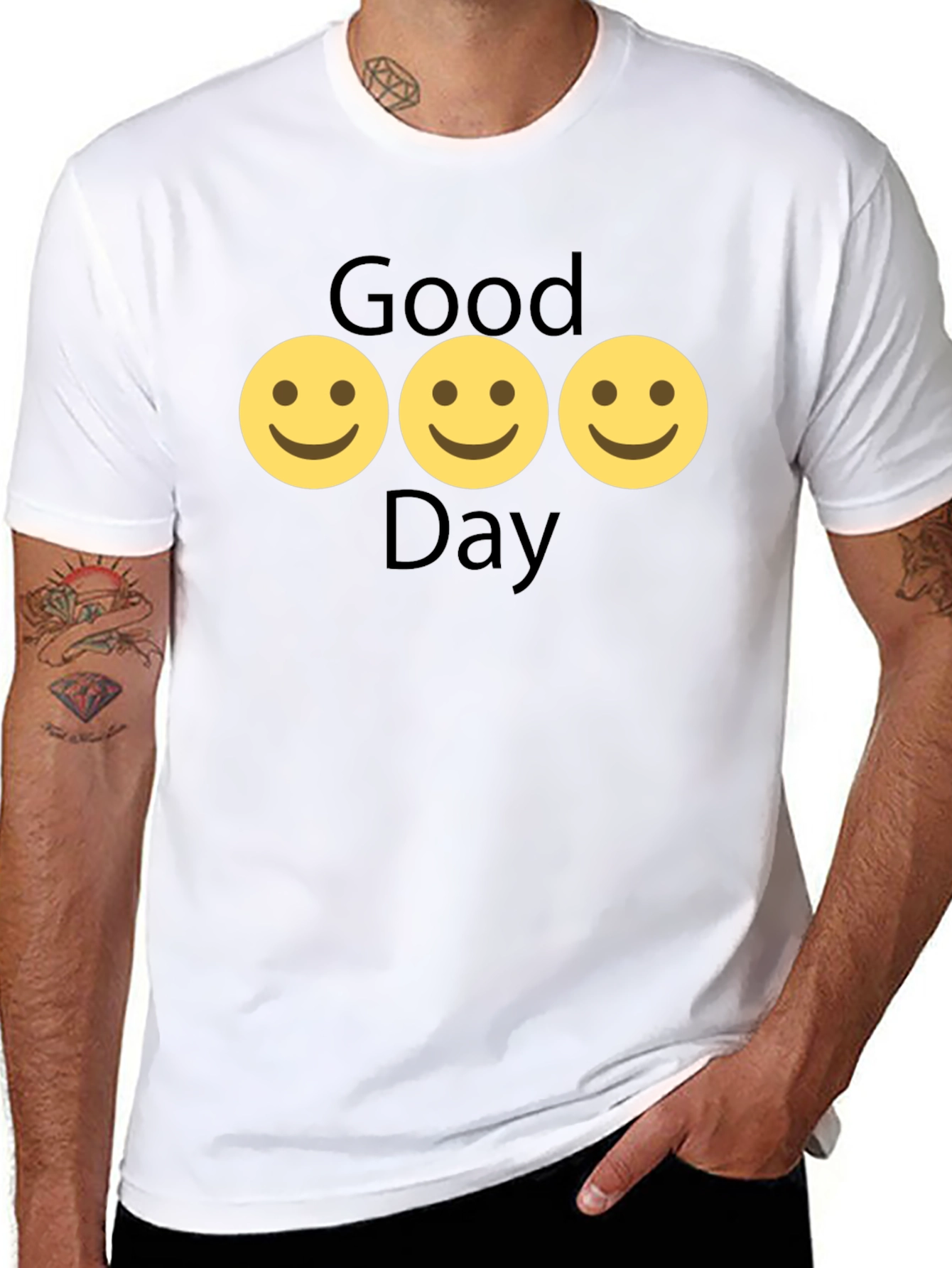 Good Day Smiley Face Black T-Shirt