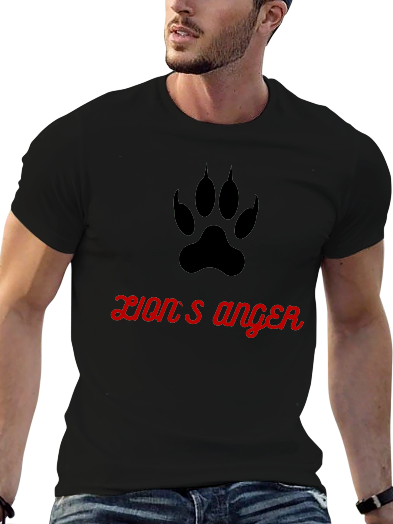 Lions Anger Graphic Tee - Black Cotton T-Shirt