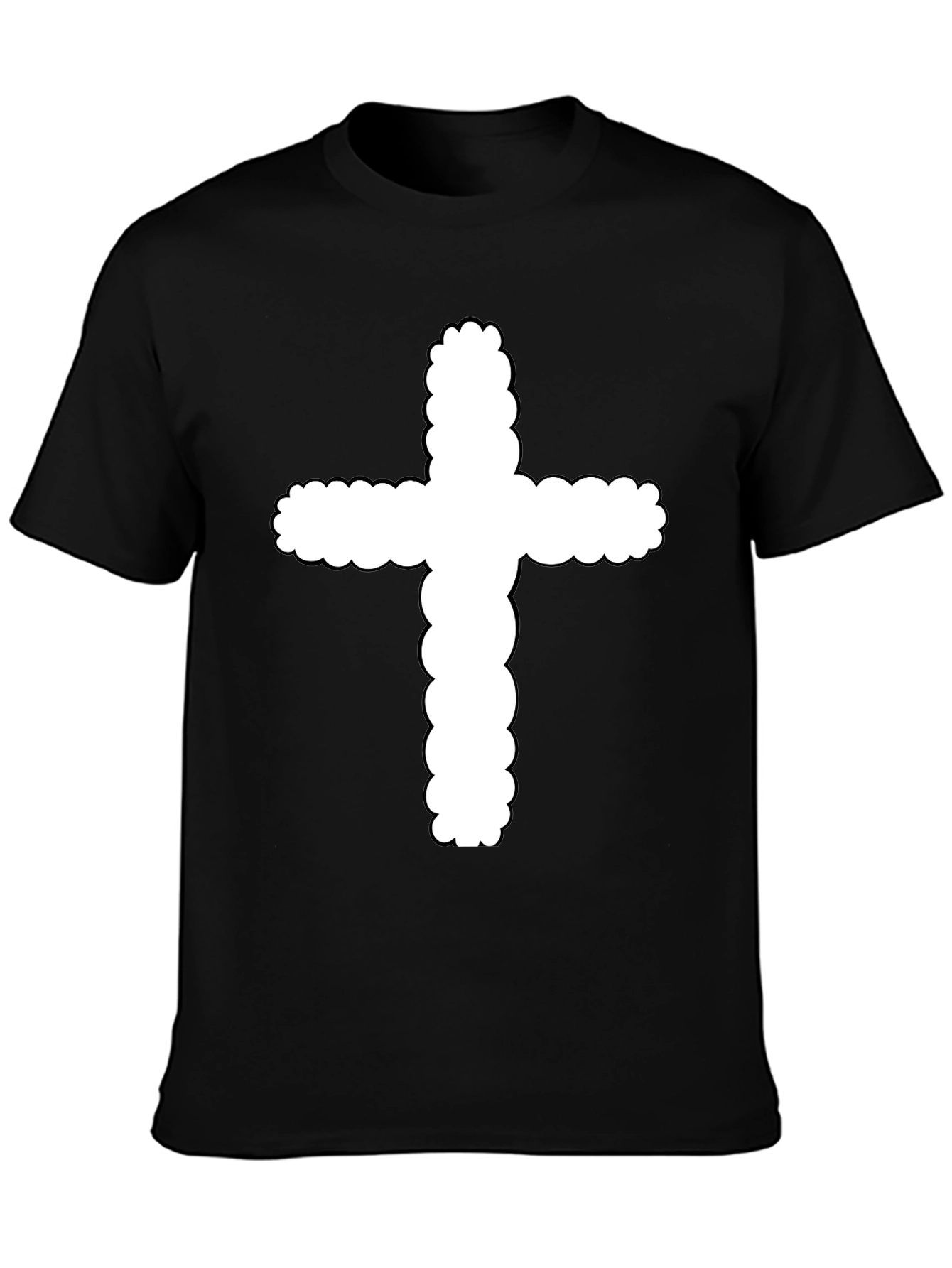 Mens Black T-Shirt with White Cross Design