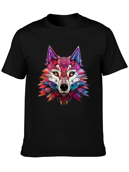 Vibrant Wolf Graphic Tee - Stylish Animal Print Shirt