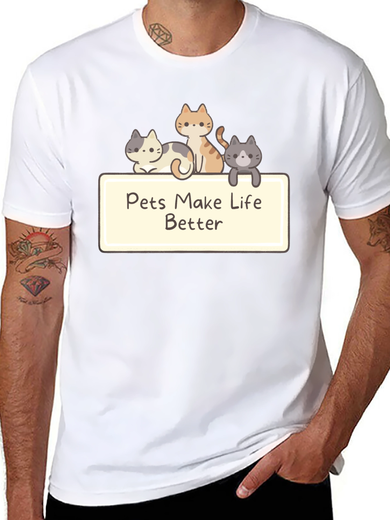 Pets Make Life Better Black T-Shirt