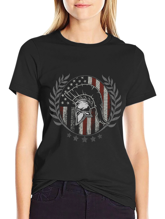Spartan American Flag Graphic T-Shirt