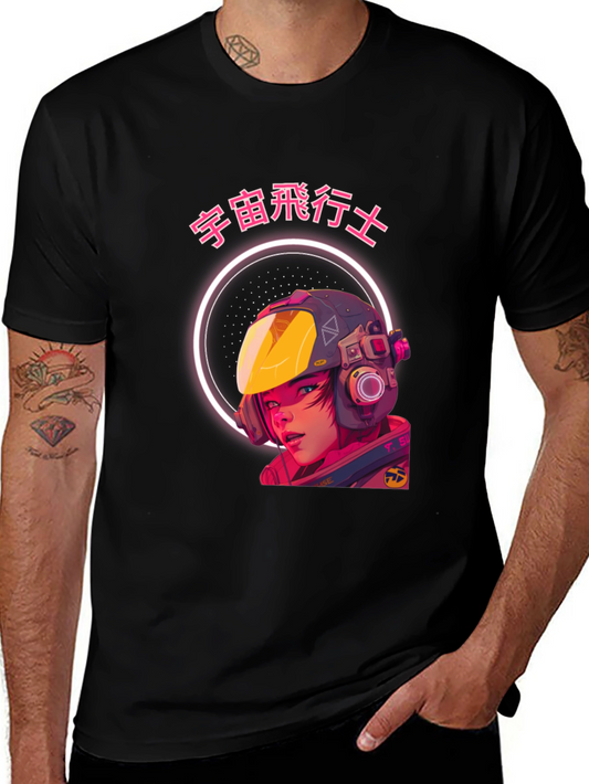 Anime Astronaut Graphic T-Shirt