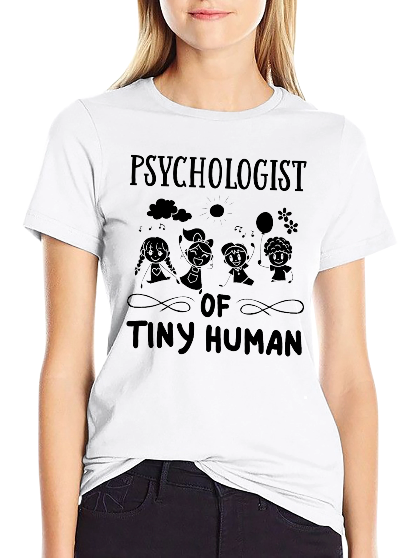 Psychologist of Tiny Humans Black T-Shirt