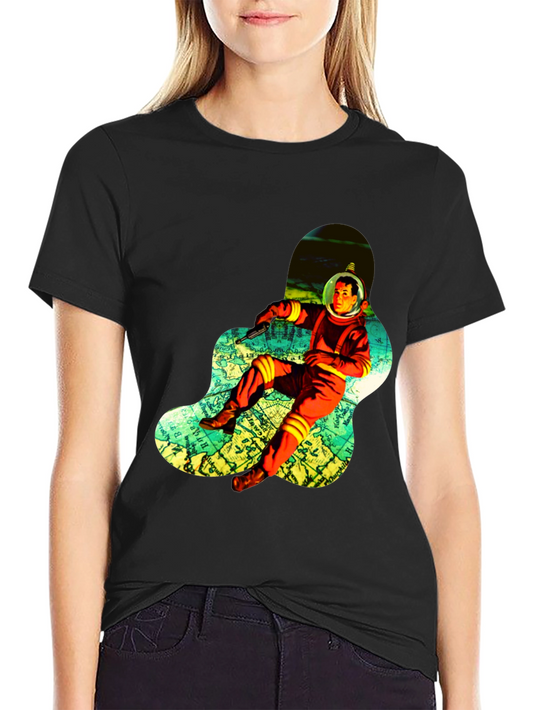 Retro Spaceman Graphic Tee - Black