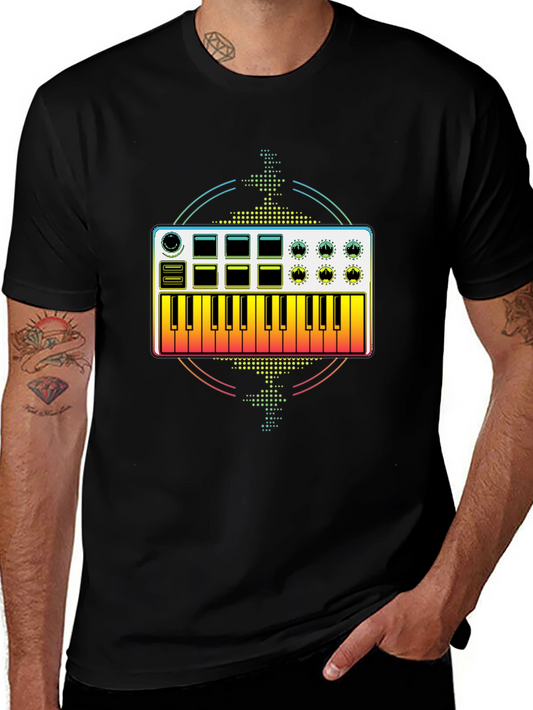 Keyboard Synthesizer Graphic Tee - Black