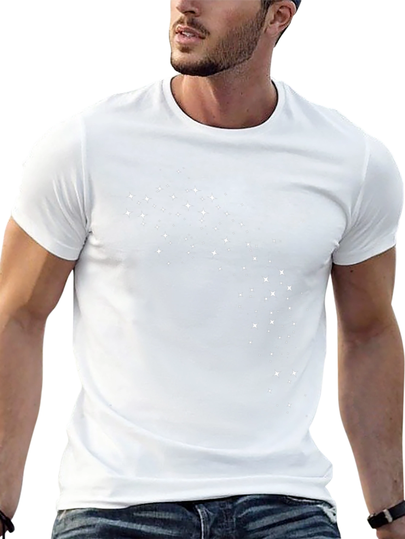 Starry Night Black Tee - Modern Graphic Print