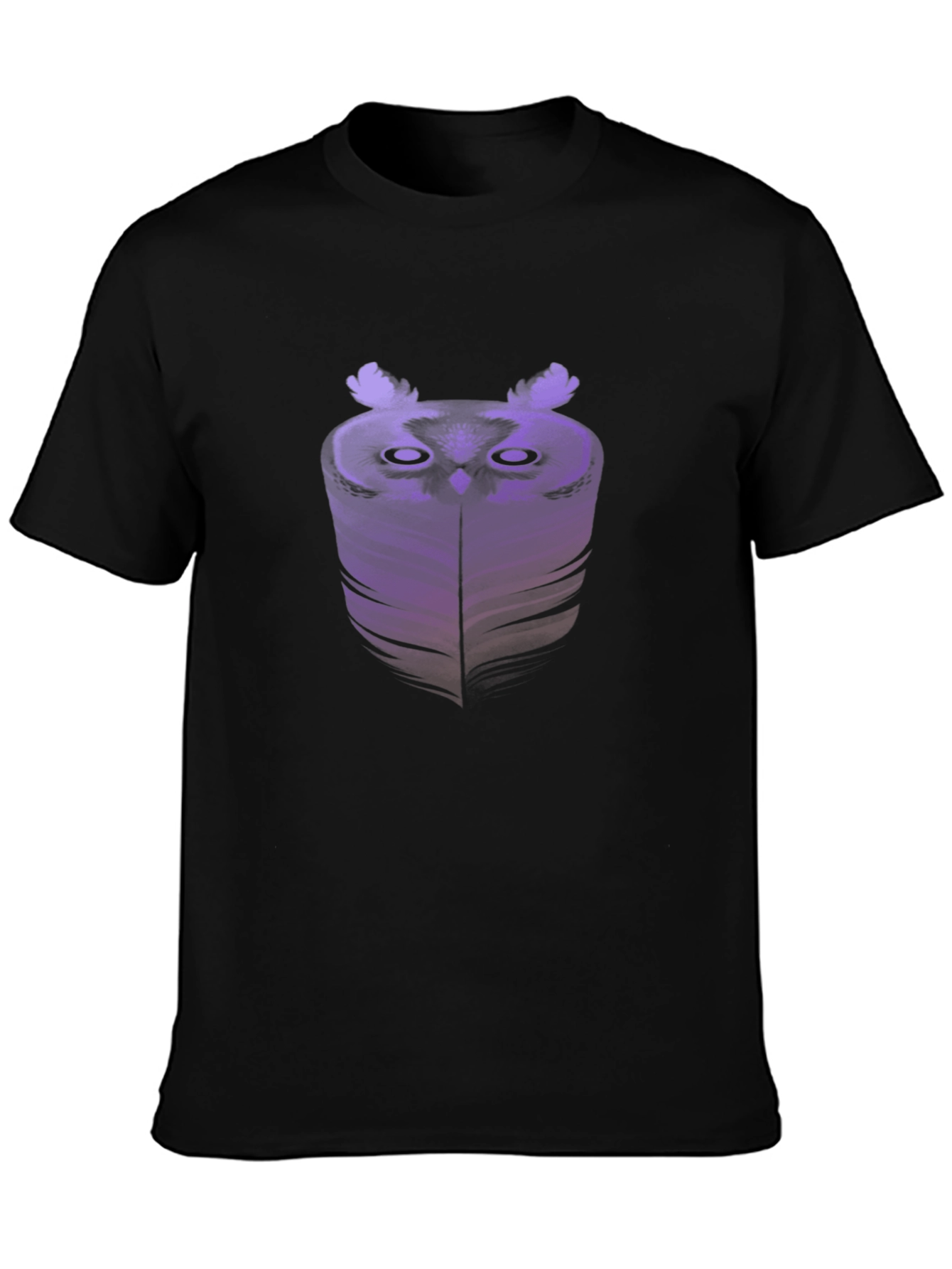 Abstract Owl Graphic Tee - Black Cotton Blend