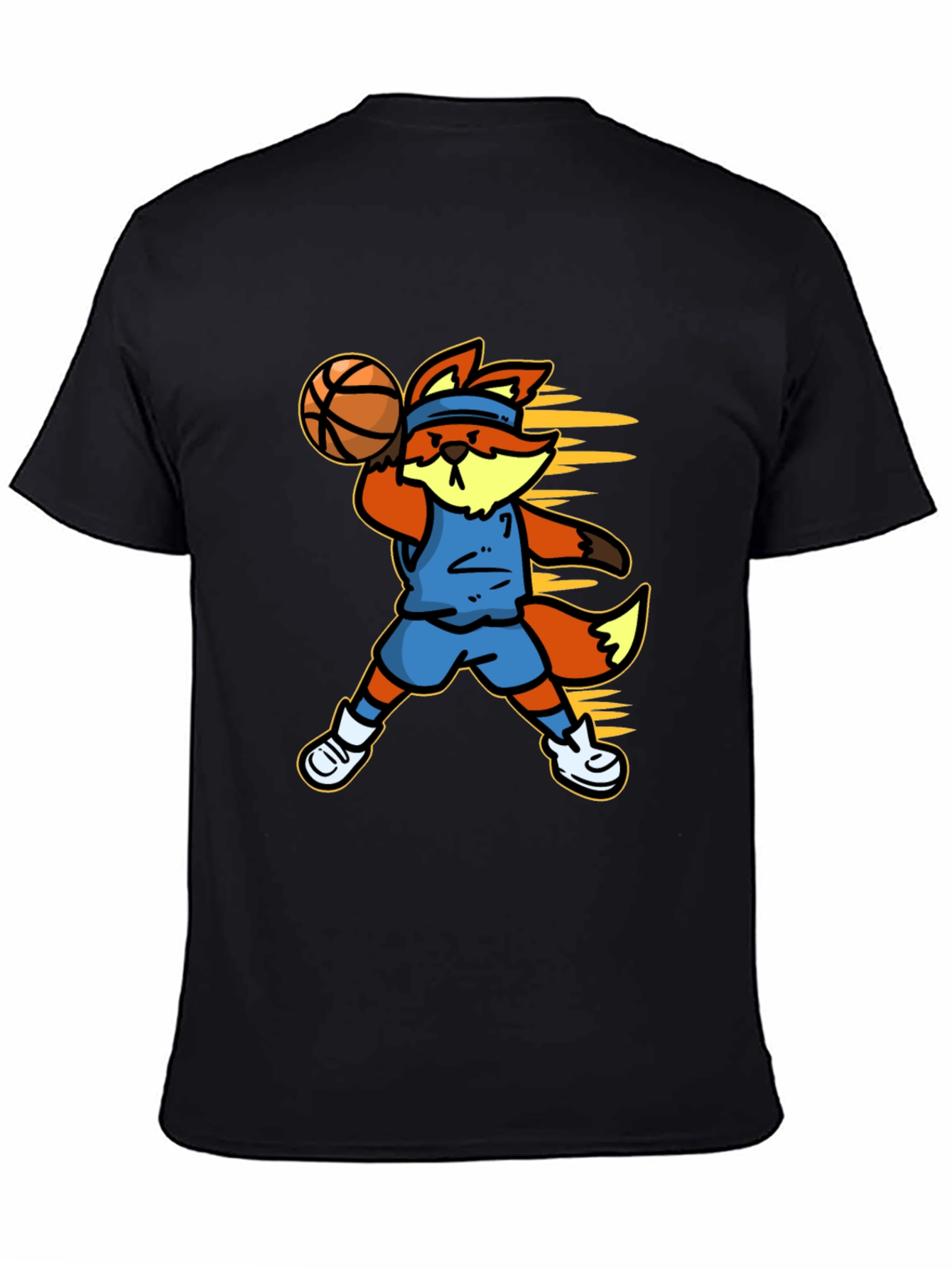 Cartoon Fox Basketball Graphic Tee