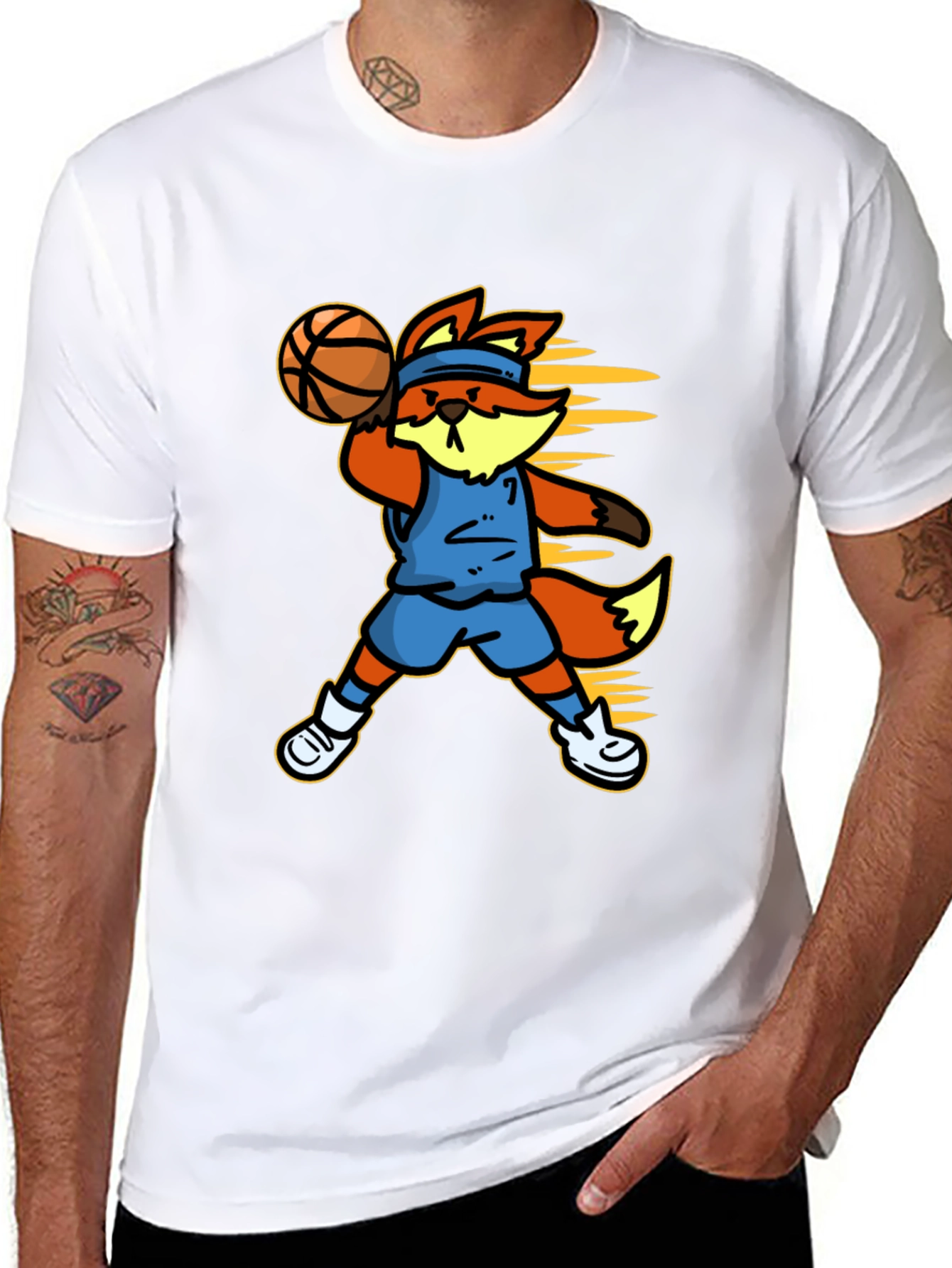Cartoon Fox Basketball Graphic Tee