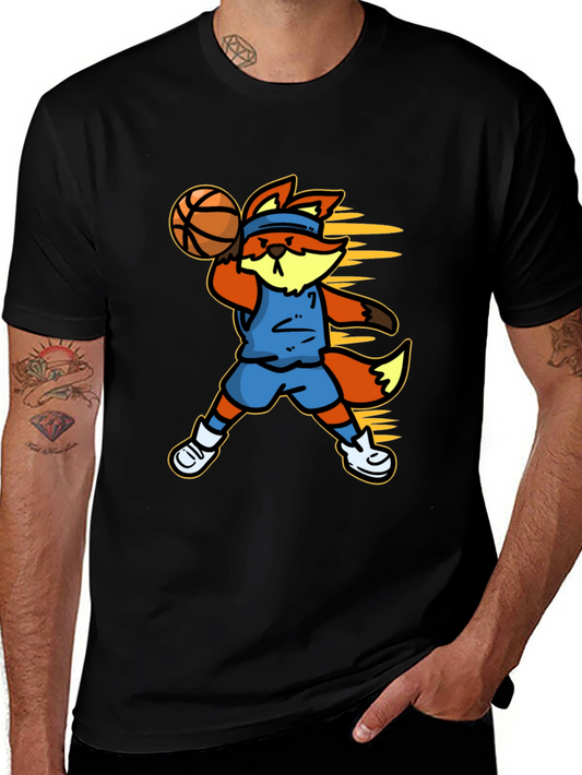 Cartoon Fox Basketball Graphic Tee