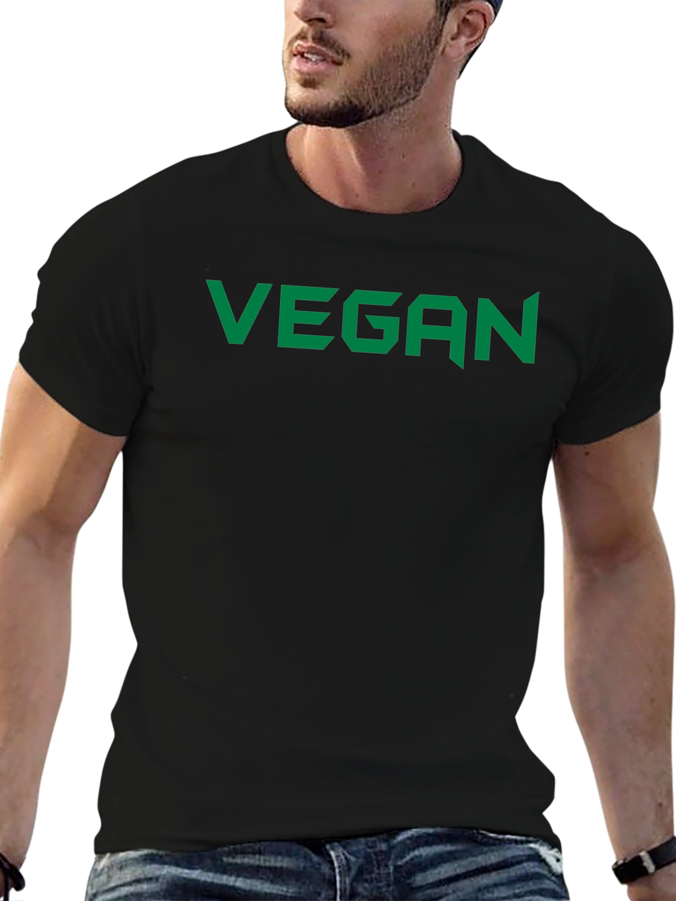 Vegan Statement Tee - Bold Green Print