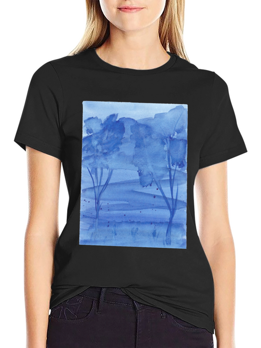 Blue Watercolor Landscape Graphic Tee