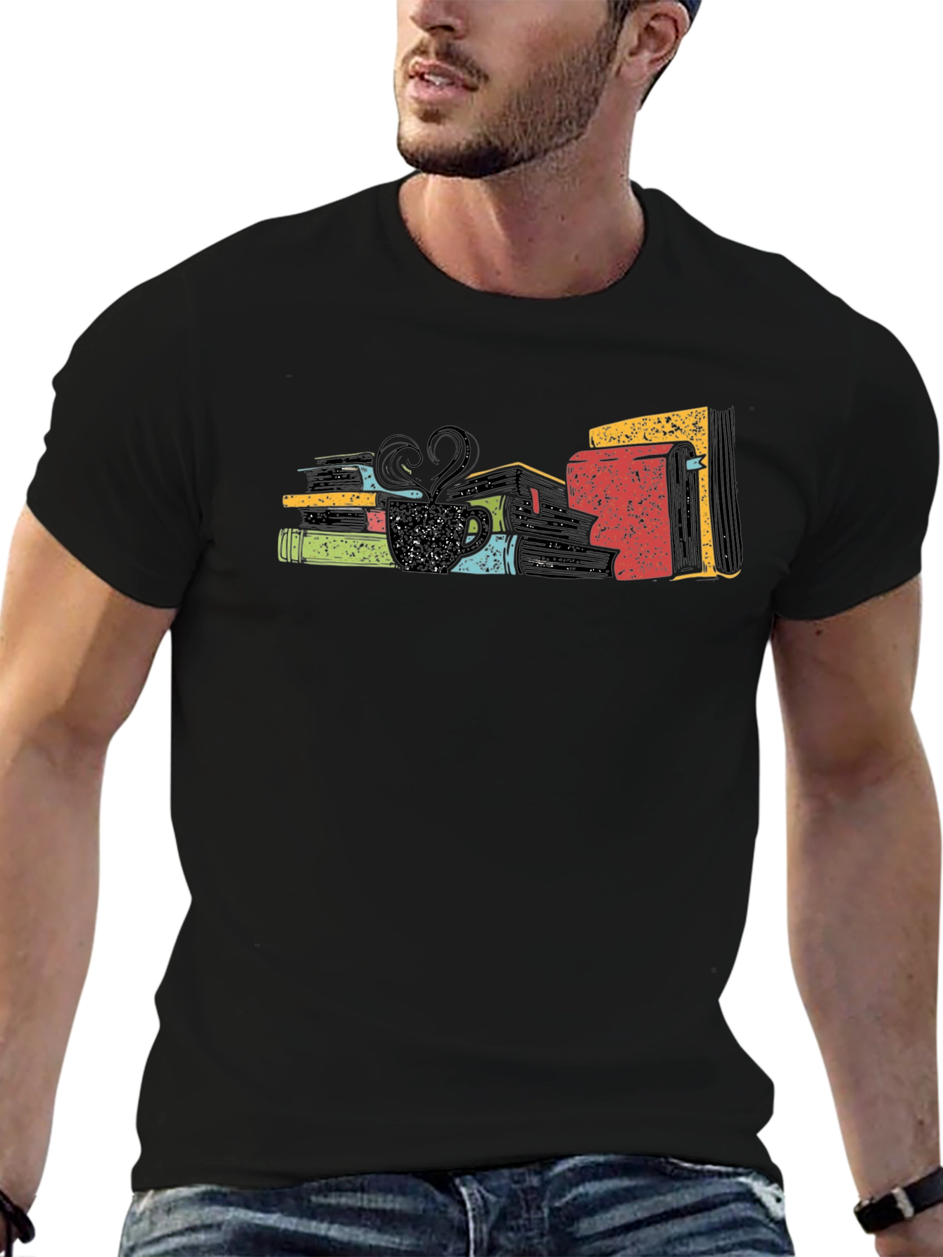 Book Lover T-Shirt: Books & Coffee Graphic Tee