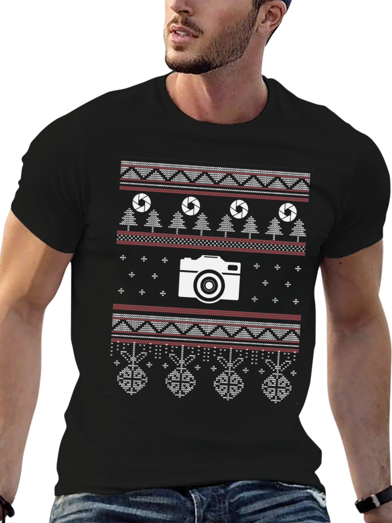 Photographer Christmas T-Shirt - Ugly Sweater Style