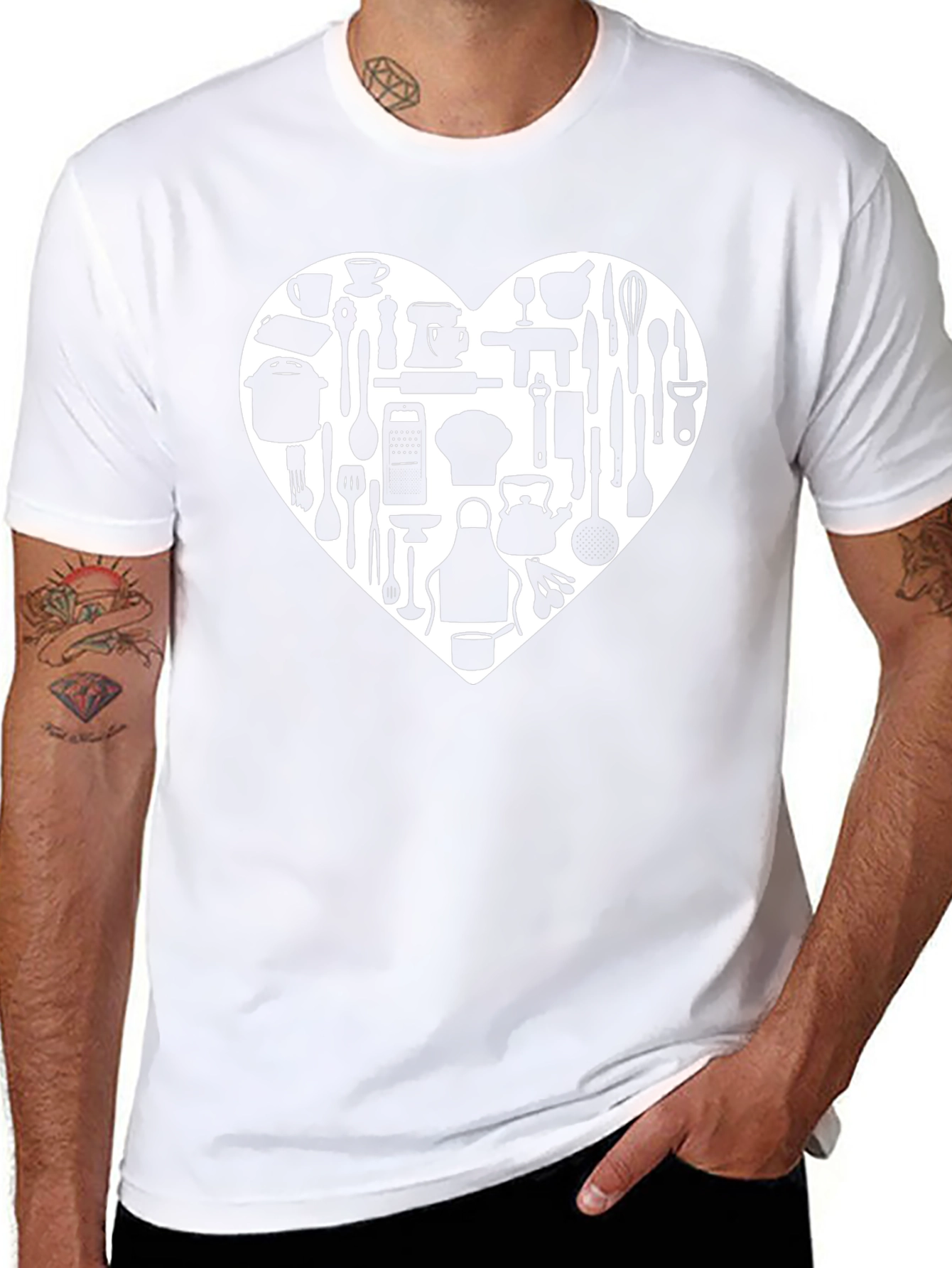 Chefs Heart T-Shirt - Culinary Kitchen Utensil Graphic Tee