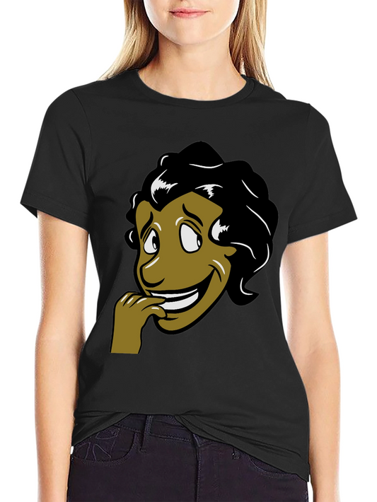 Cartoon Face Graphic T-Shirt - Black