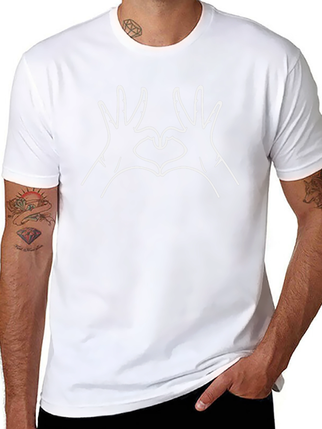 Heart Hands Graphic Tee - Stylish Black T-Shirt