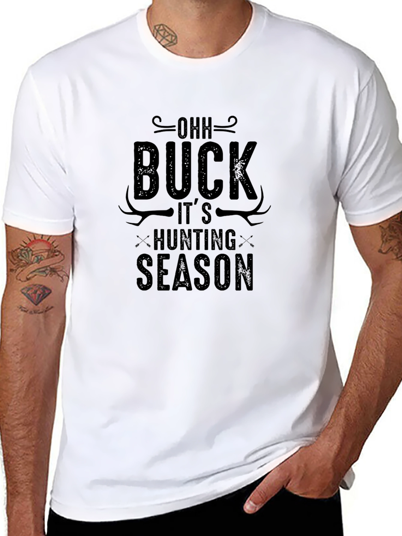 OOH BUCK Its Hunting Season Black T-Shirt