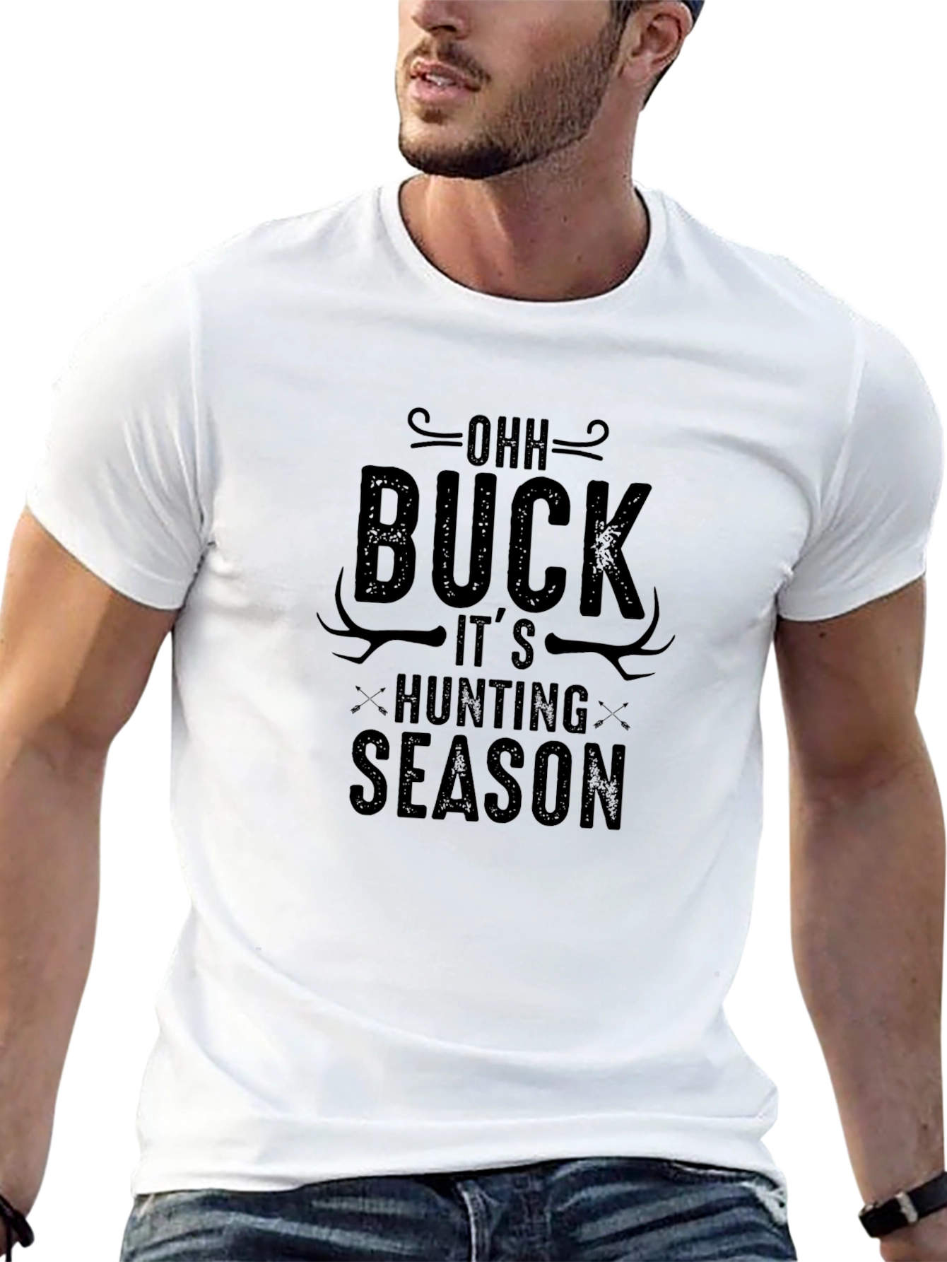 OOH BUCK Its Hunting Season Black T-Shirt