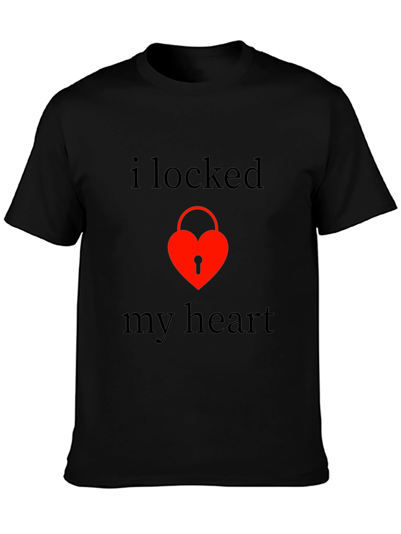 Locked Heart Graphic Tee - Stylish Black T-Shirt