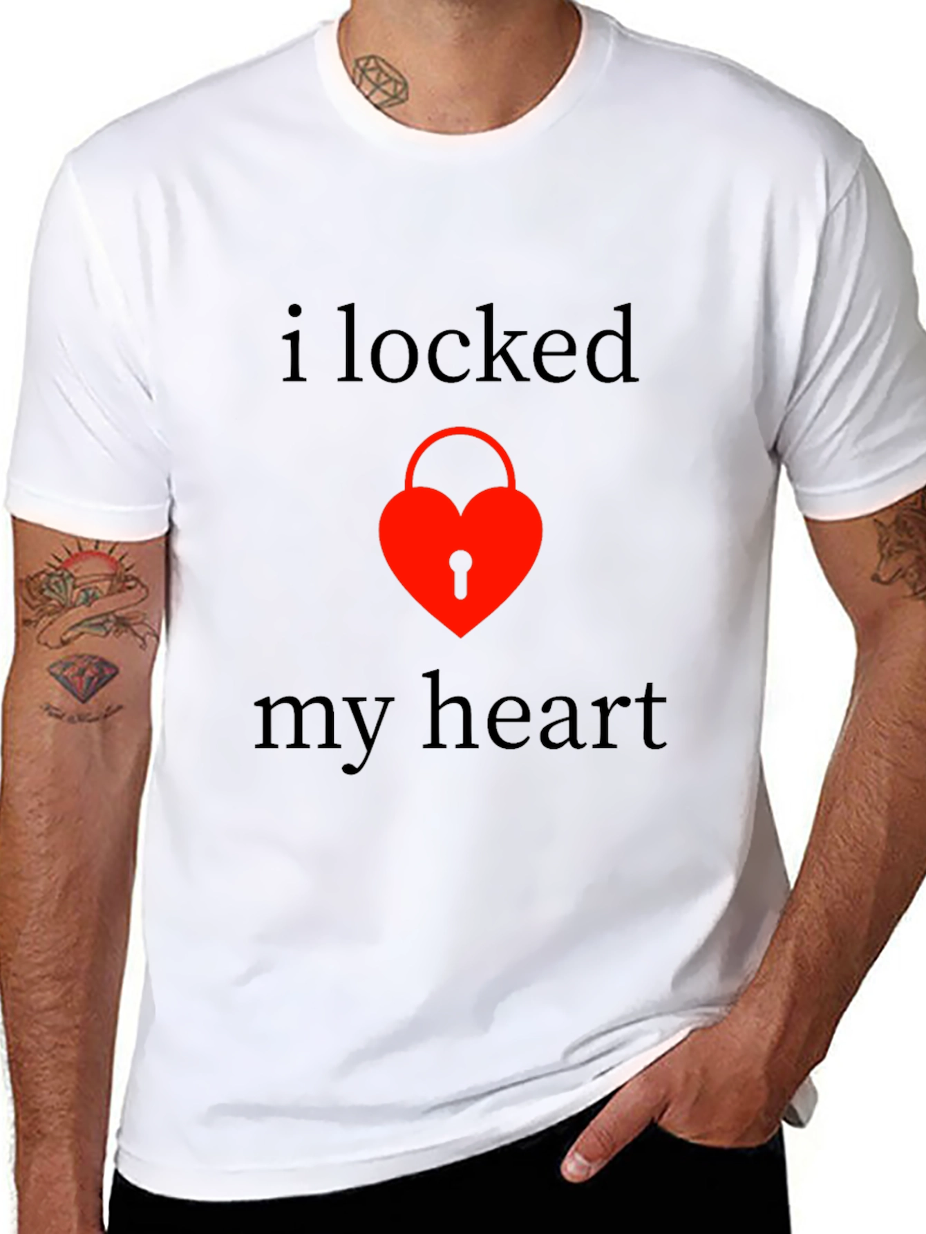 Locked Heart Graphic Tee - Stylish Black T-Shirt