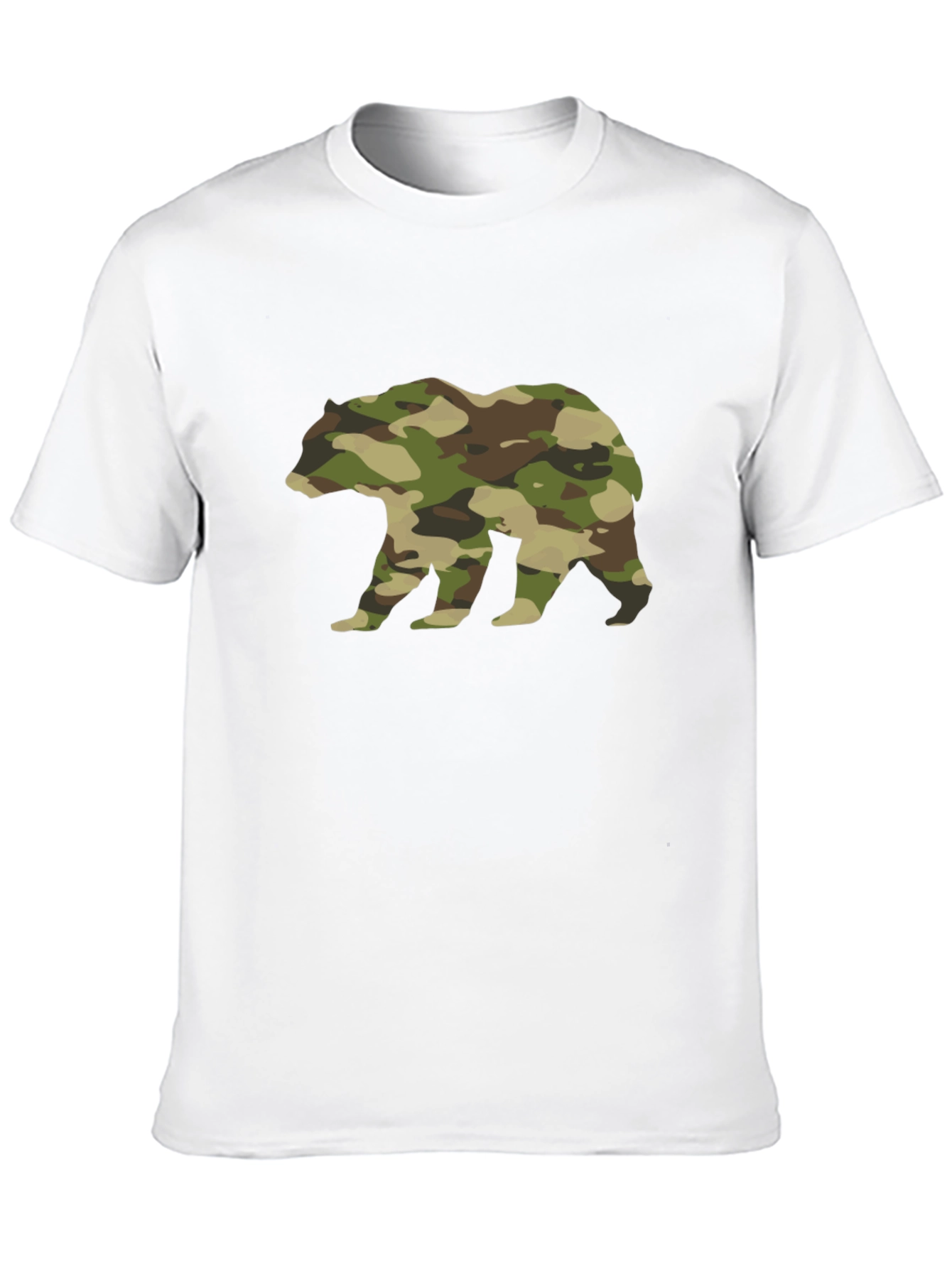 Camo Bear Graphic Tee - Black Cotton Casual Shirt
