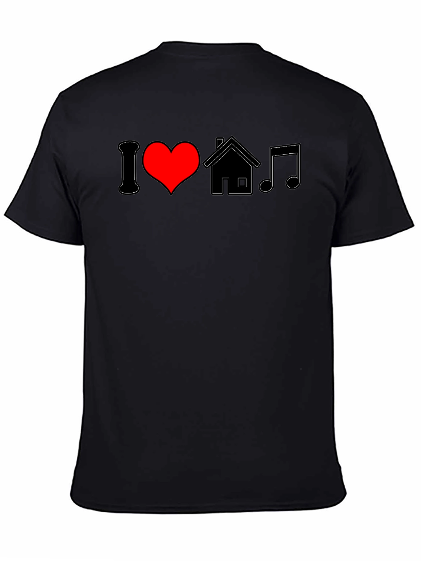 I Love House Music Black Graphic Tee