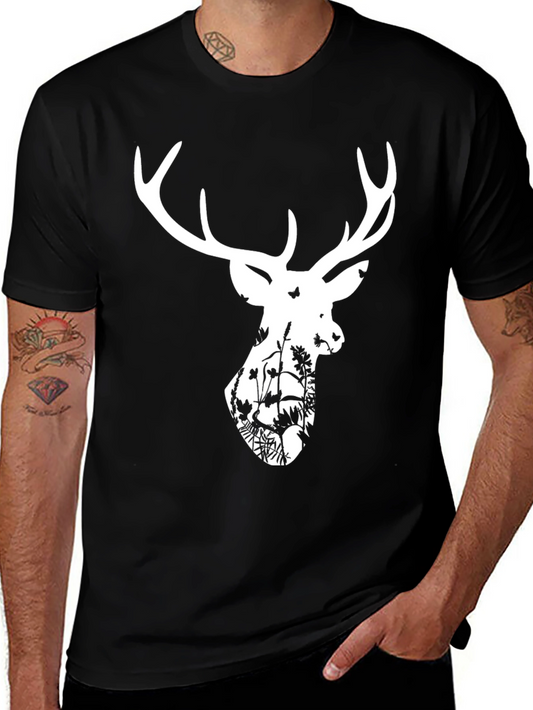 Deer Silhouette Graphic T-Shirt - Black