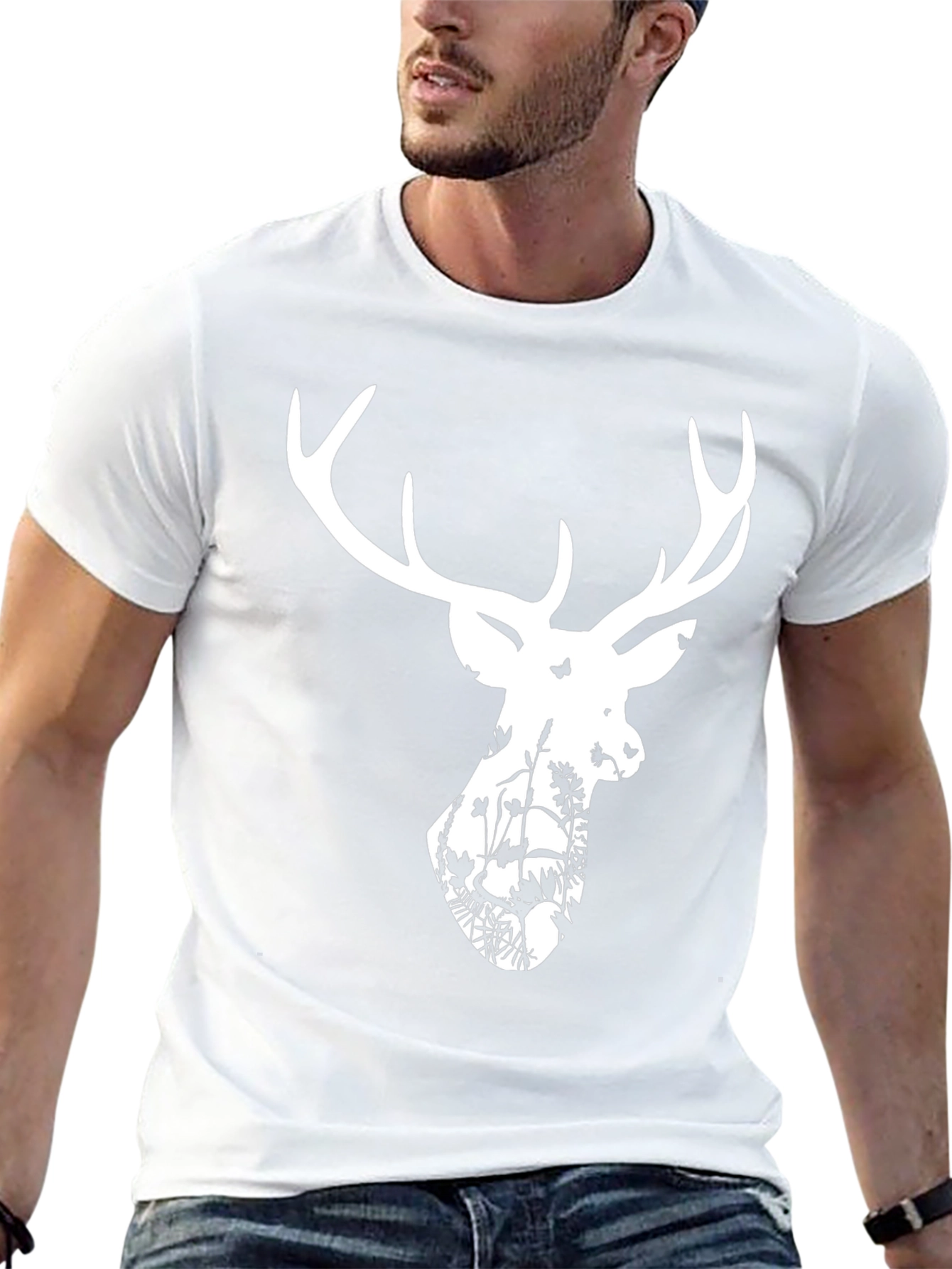 Deer Silhouette Graphic T-Shirt - Black