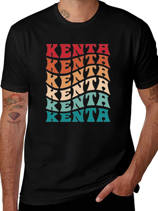 Retro Kenta Graphic Tee - Black Cotton Blend