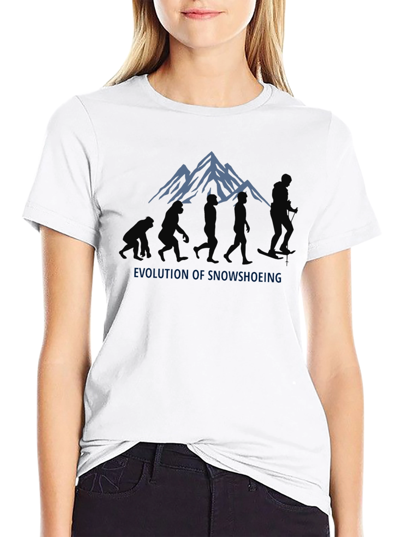 Evolution of Snowshoeing Black Graphic Tee