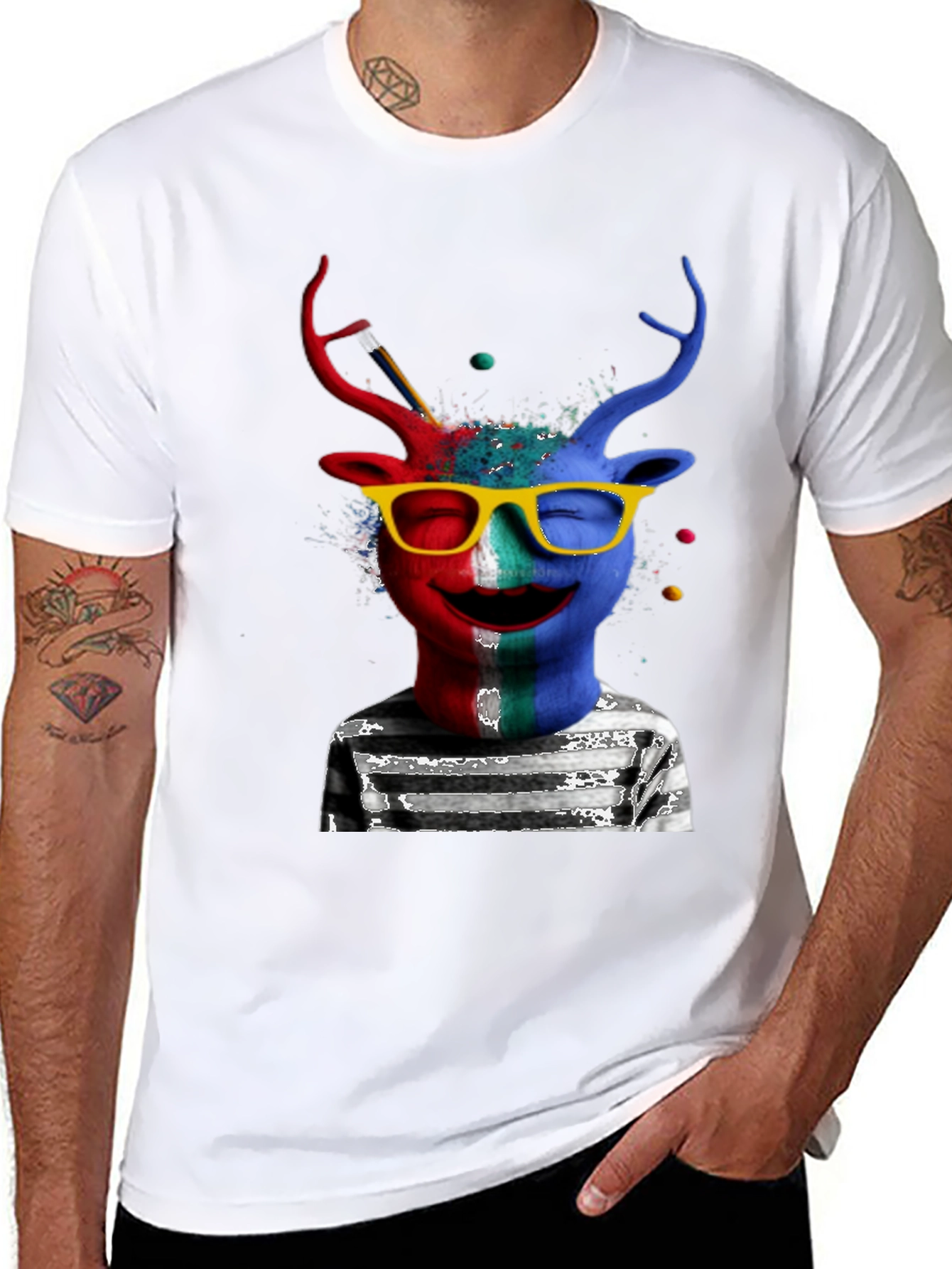 Artsy Deer Graphic T-Shirt - Quirky Style