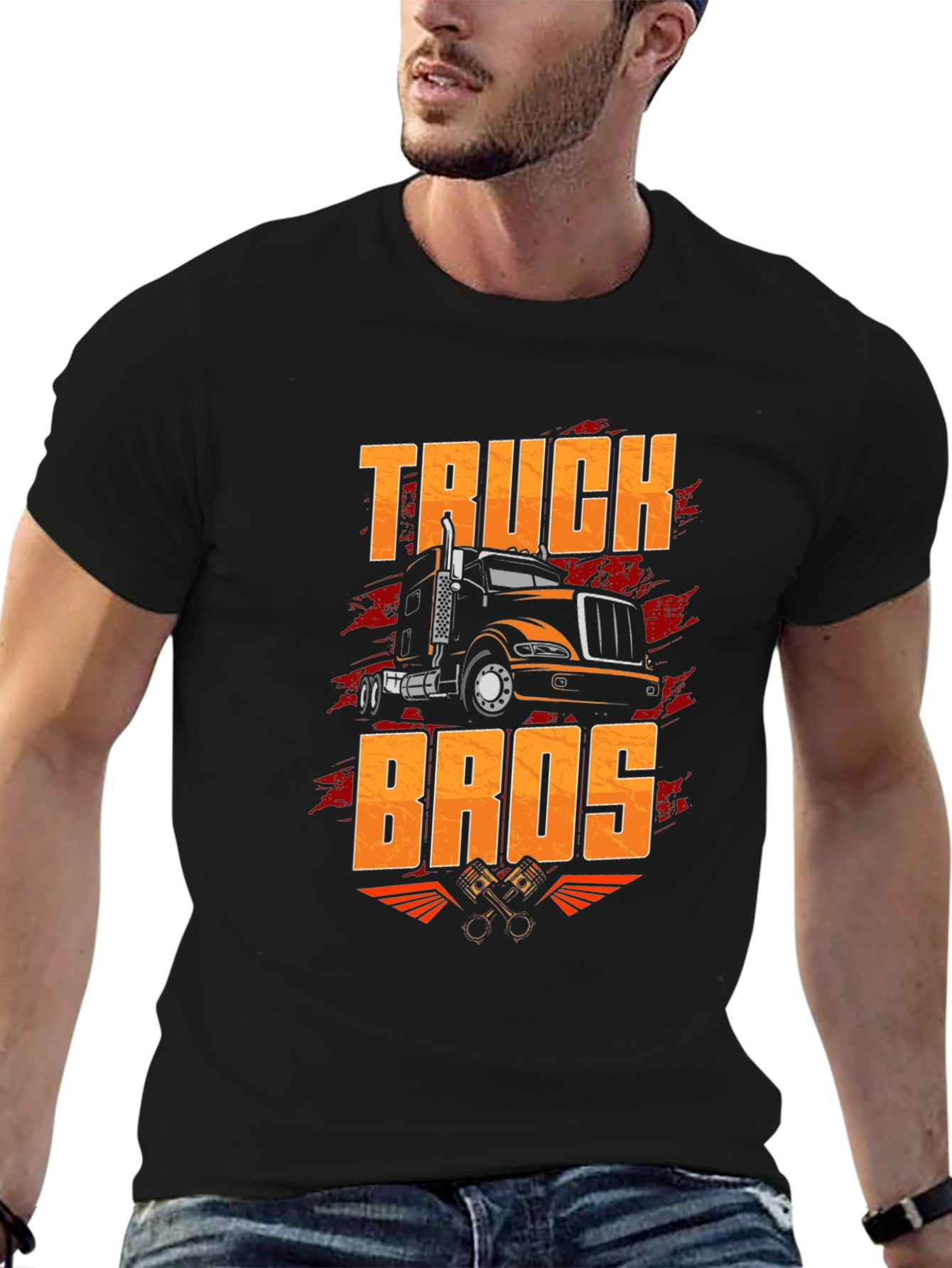 Truck Bros Graphic Tee - Black Crew Neck T-Shirt