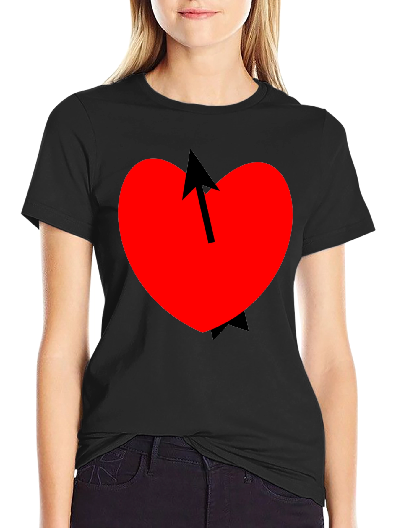 Heart Arrow Graphic Tee - Mens Casual Black T-Shirt