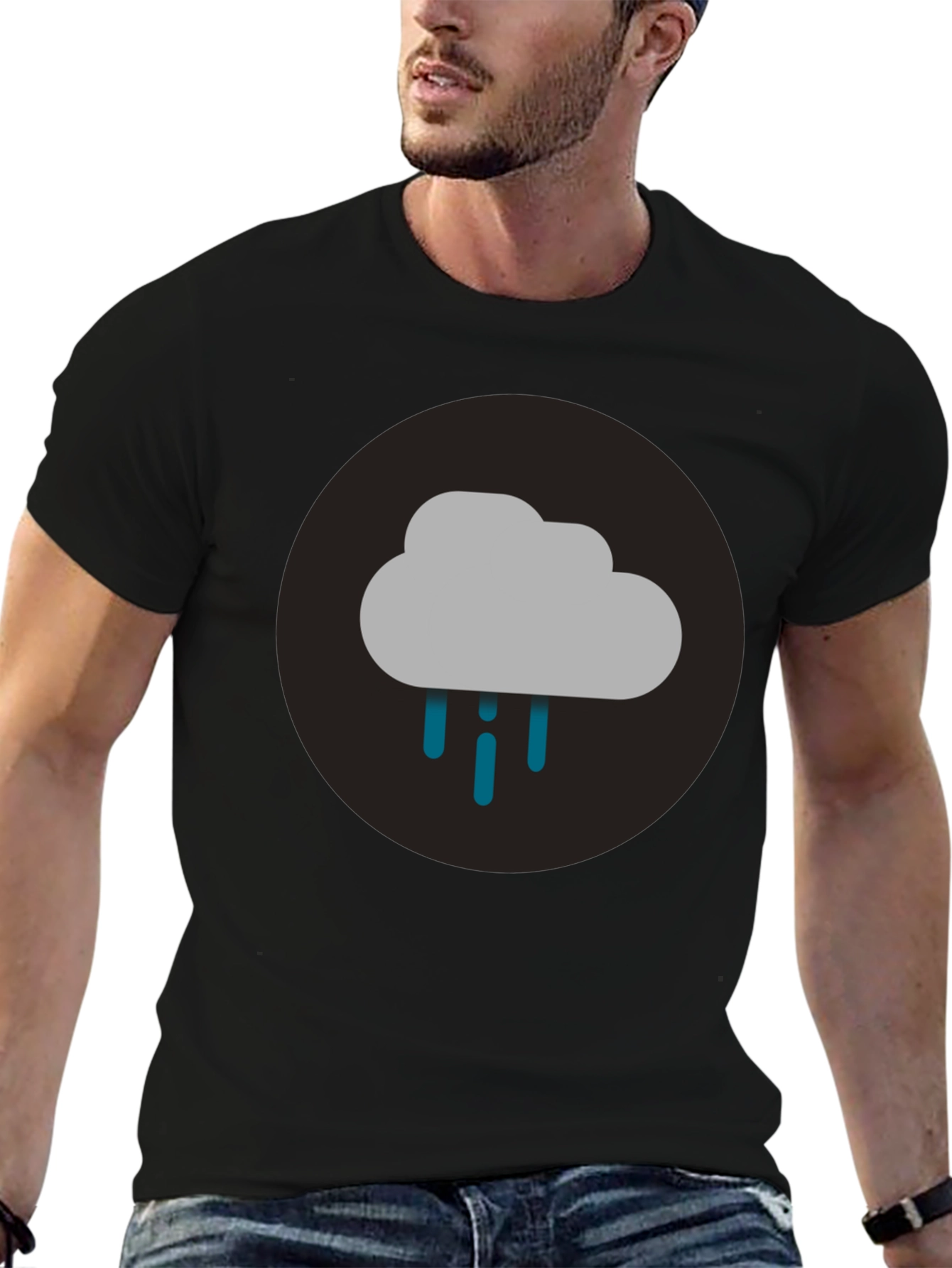 Cloudy Day Graphic Tee - Black Cotton T-Shirt
