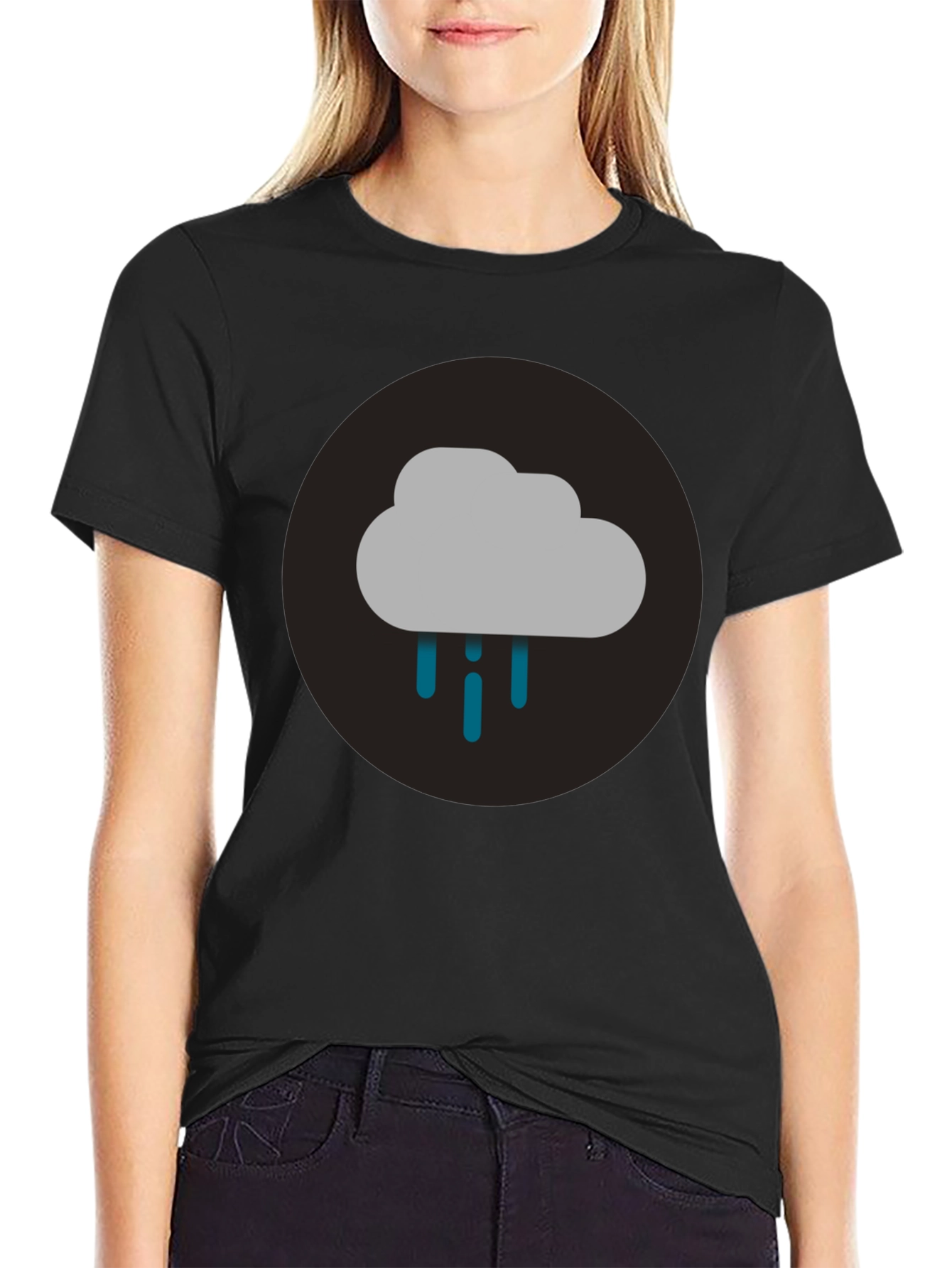 Cloudy Day Graphic Tee - Black Cotton T-Shirt
