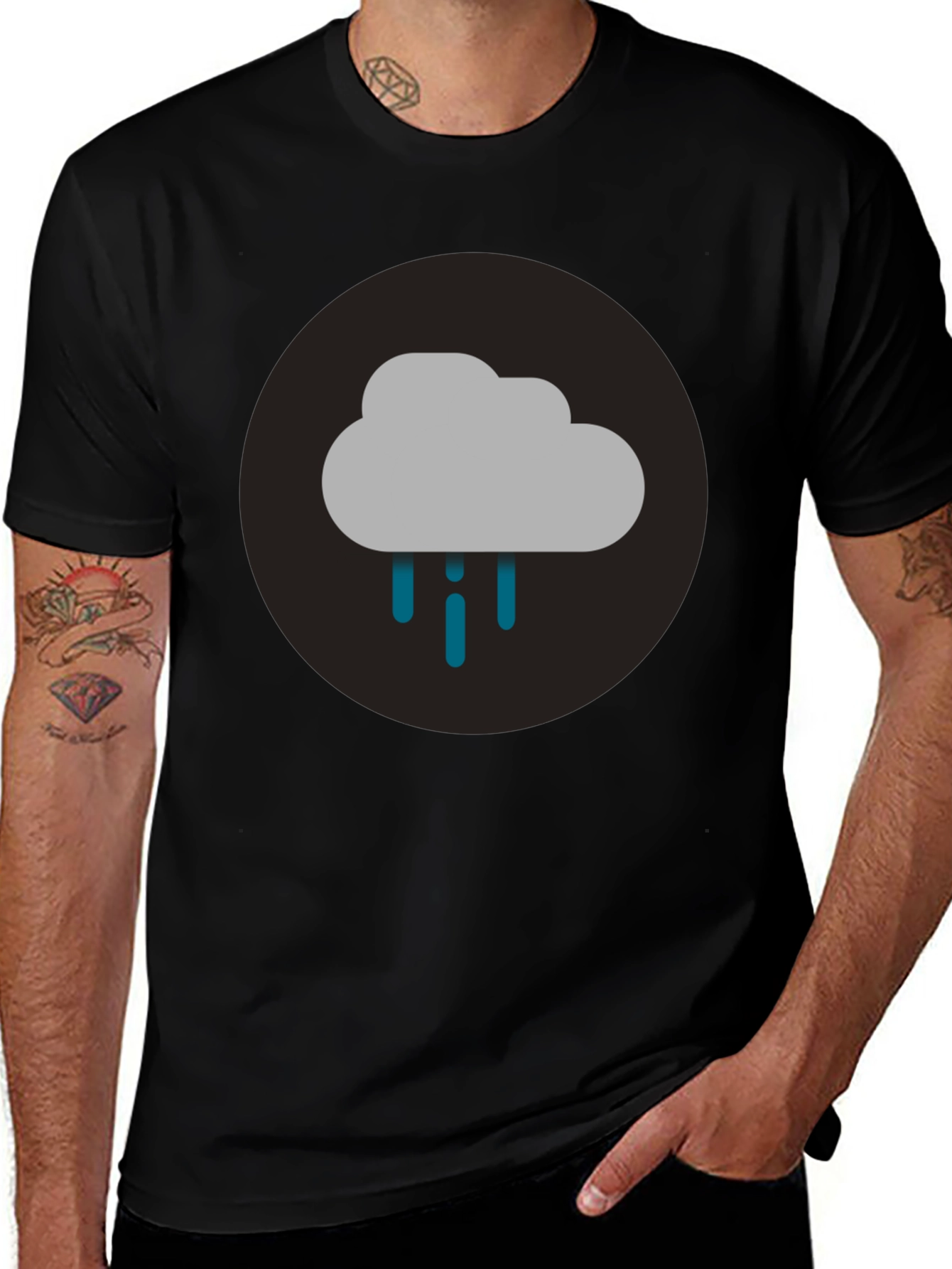 Cloudy Day Graphic Tee - Black Cotton T-Shirt