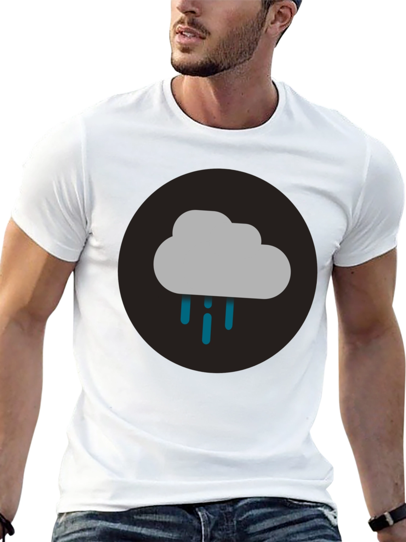 Cloudy Day Graphic Tee - Black Cotton T-Shirt