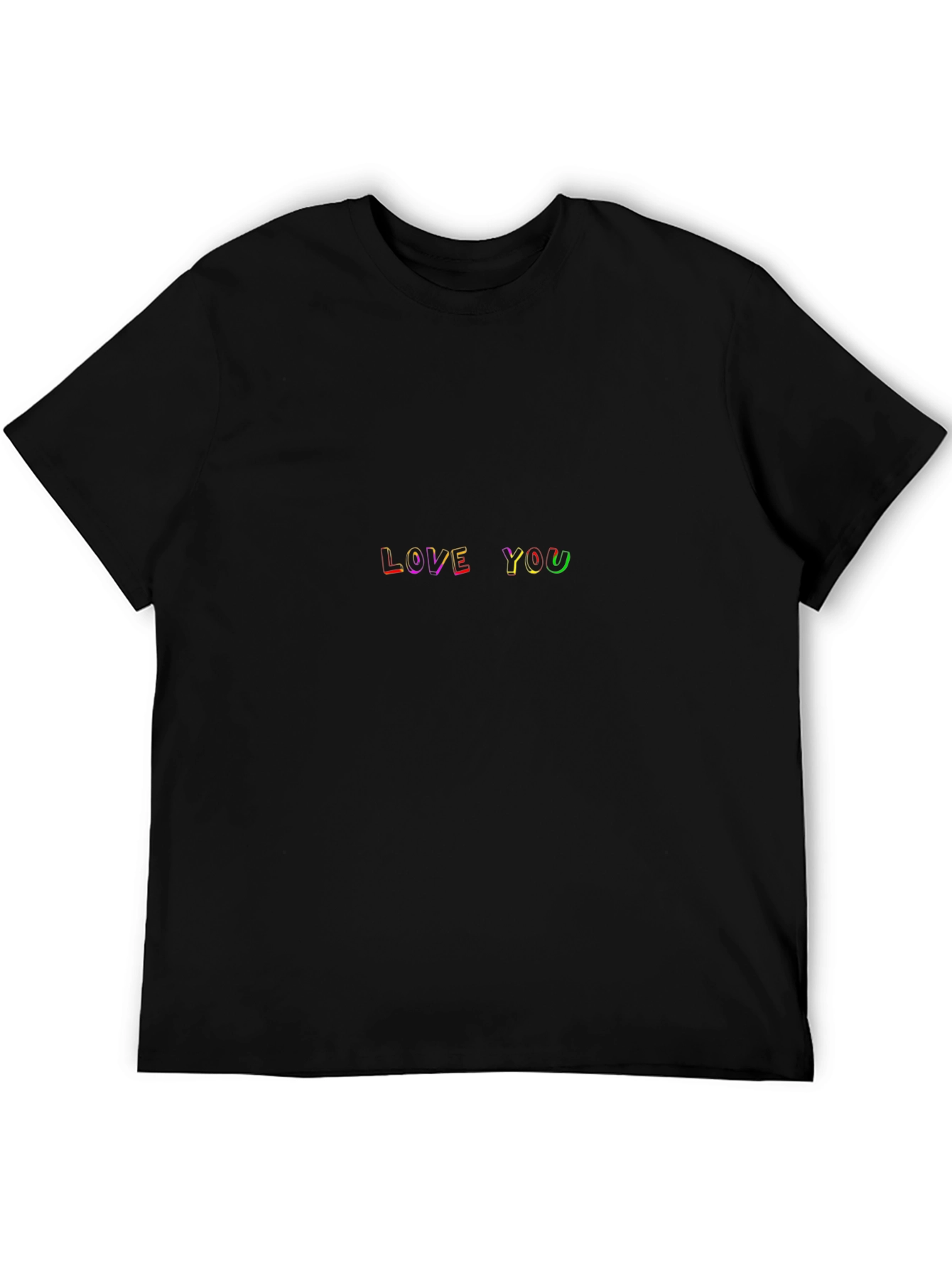 Love You Rainbow Text Black T-Shirt