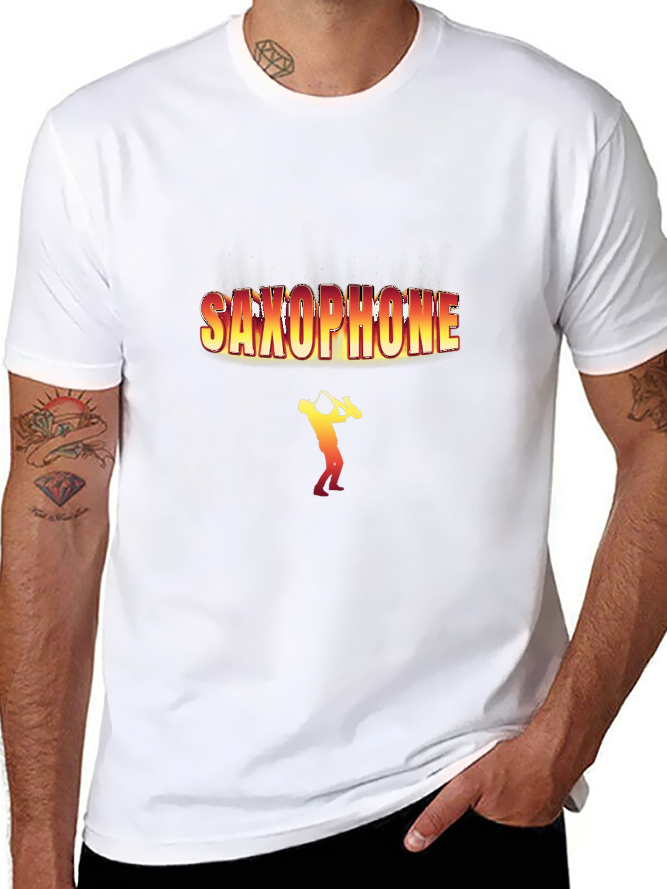 Saxophone Player Graphic T-Shirt - Black