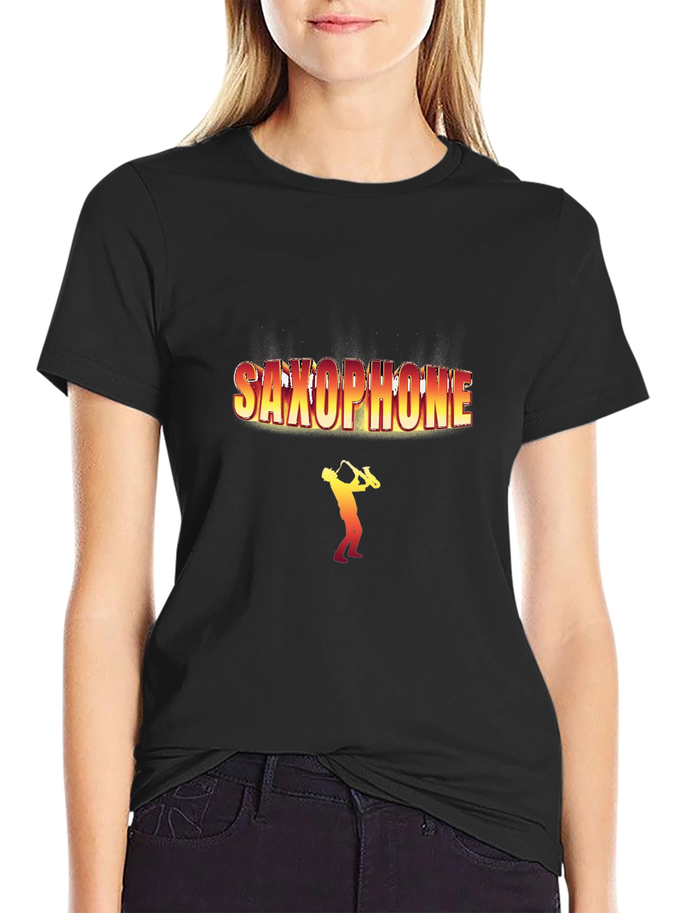 Saxophone Player Graphic T-Shirt - Black
