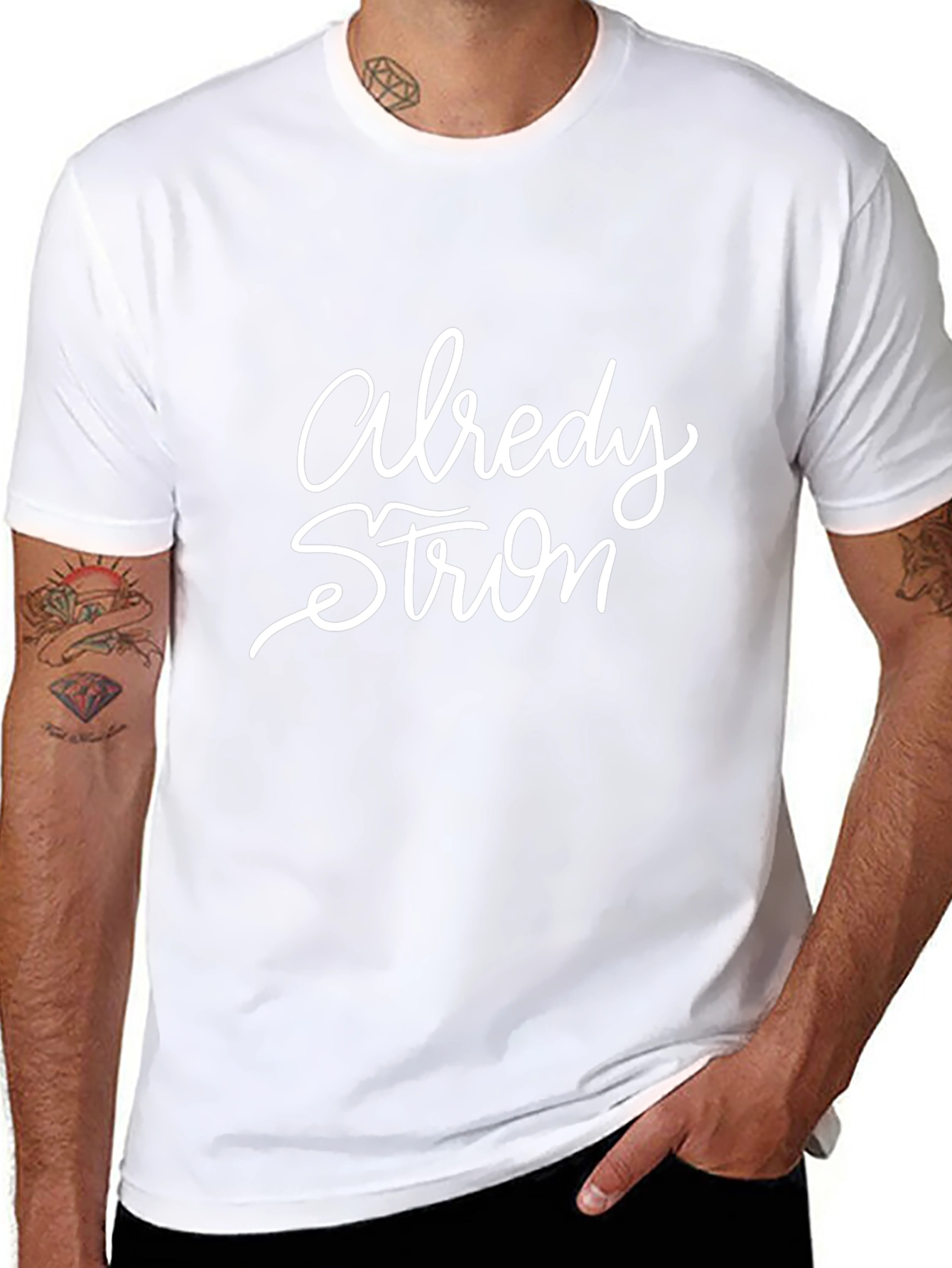 Already Strong Graphic Tee - Black Cotton Blend