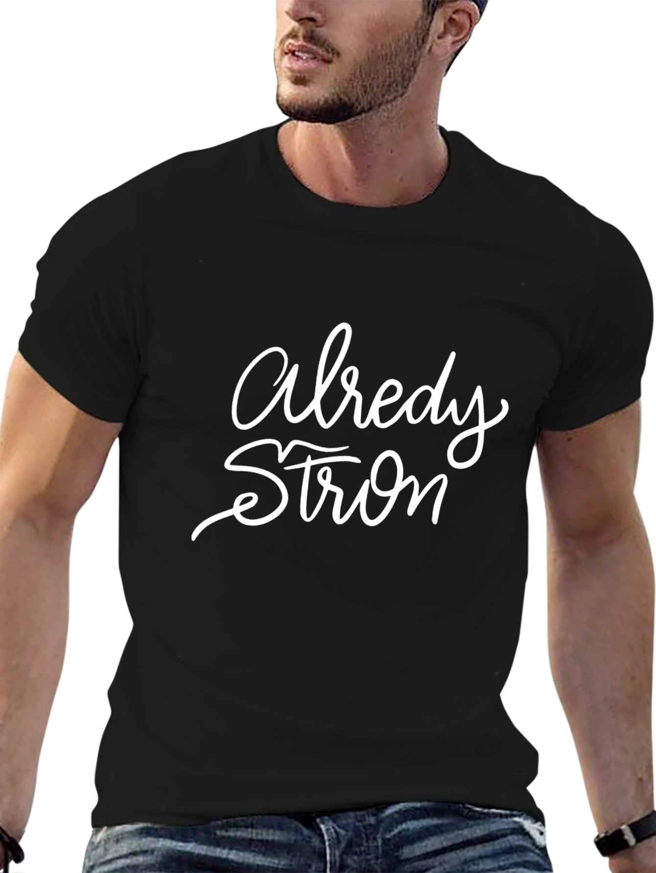 Already Strong Graphic Tee - Black Cotton Blend